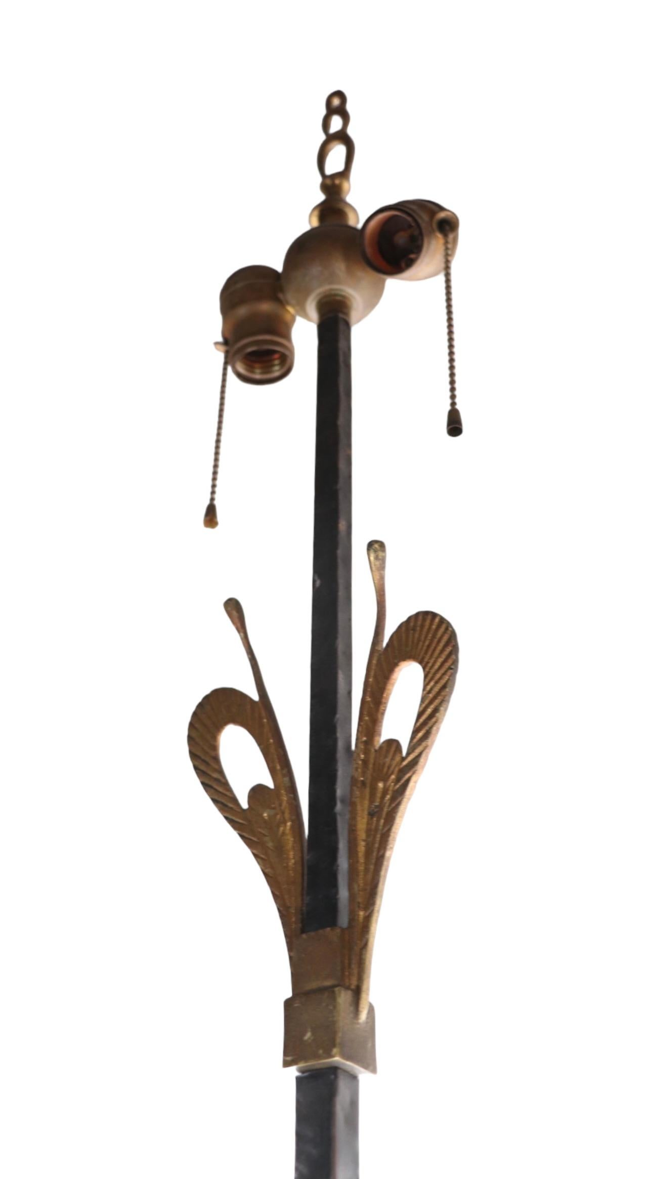  Art Deco Wrought Iron and Brass Floor lamp after Brandt, Bach c. 1920/1930's For Sale 9