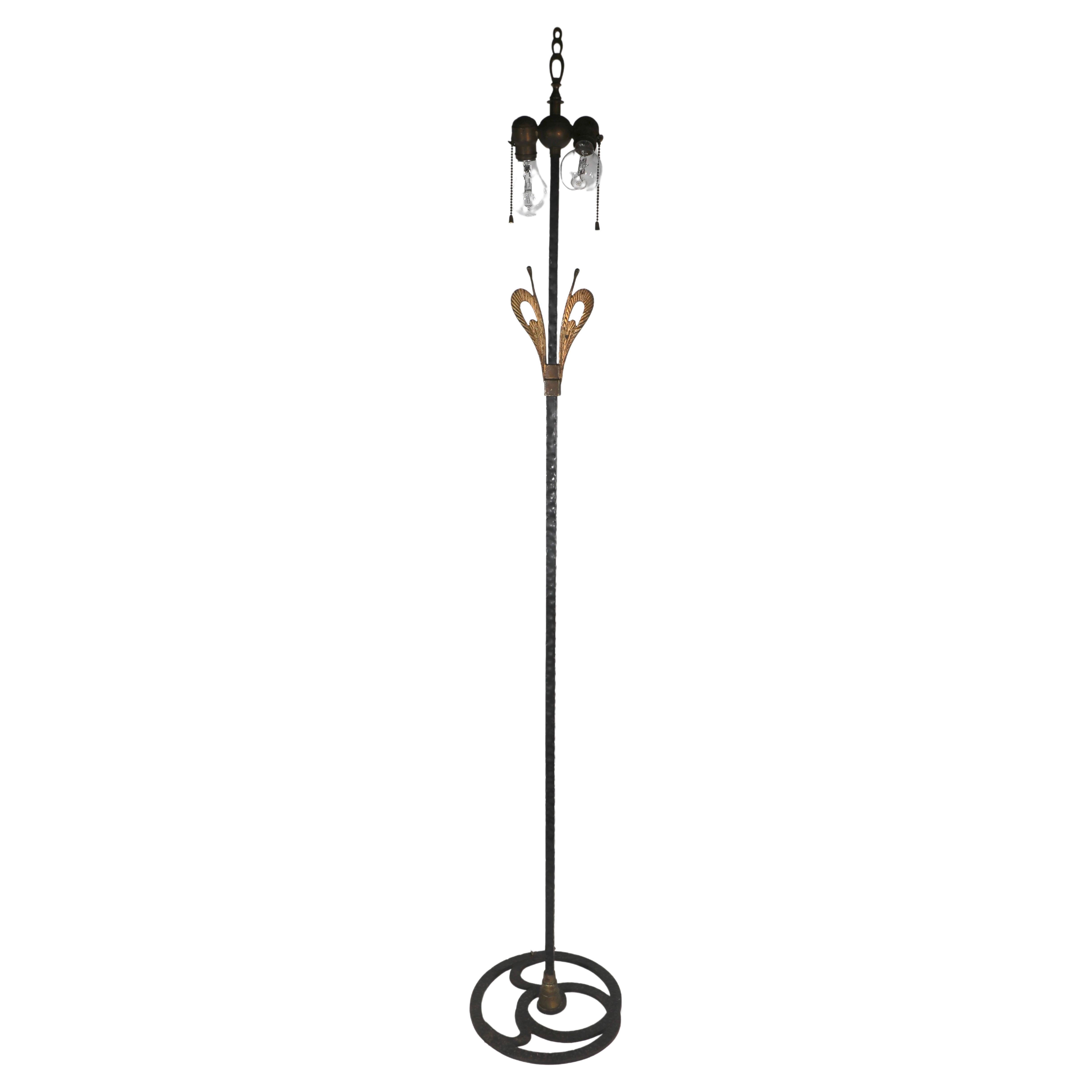  Art Deco Wrought Iron and Brass Floor lamp after Brandt, Bach c. 1920/1930's For Sale