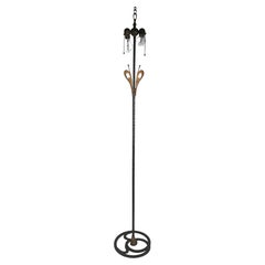 Vintage  Art Deco Wrought Iron and Brass Floor lamp after Brandt, Bach c. 1920/1930's