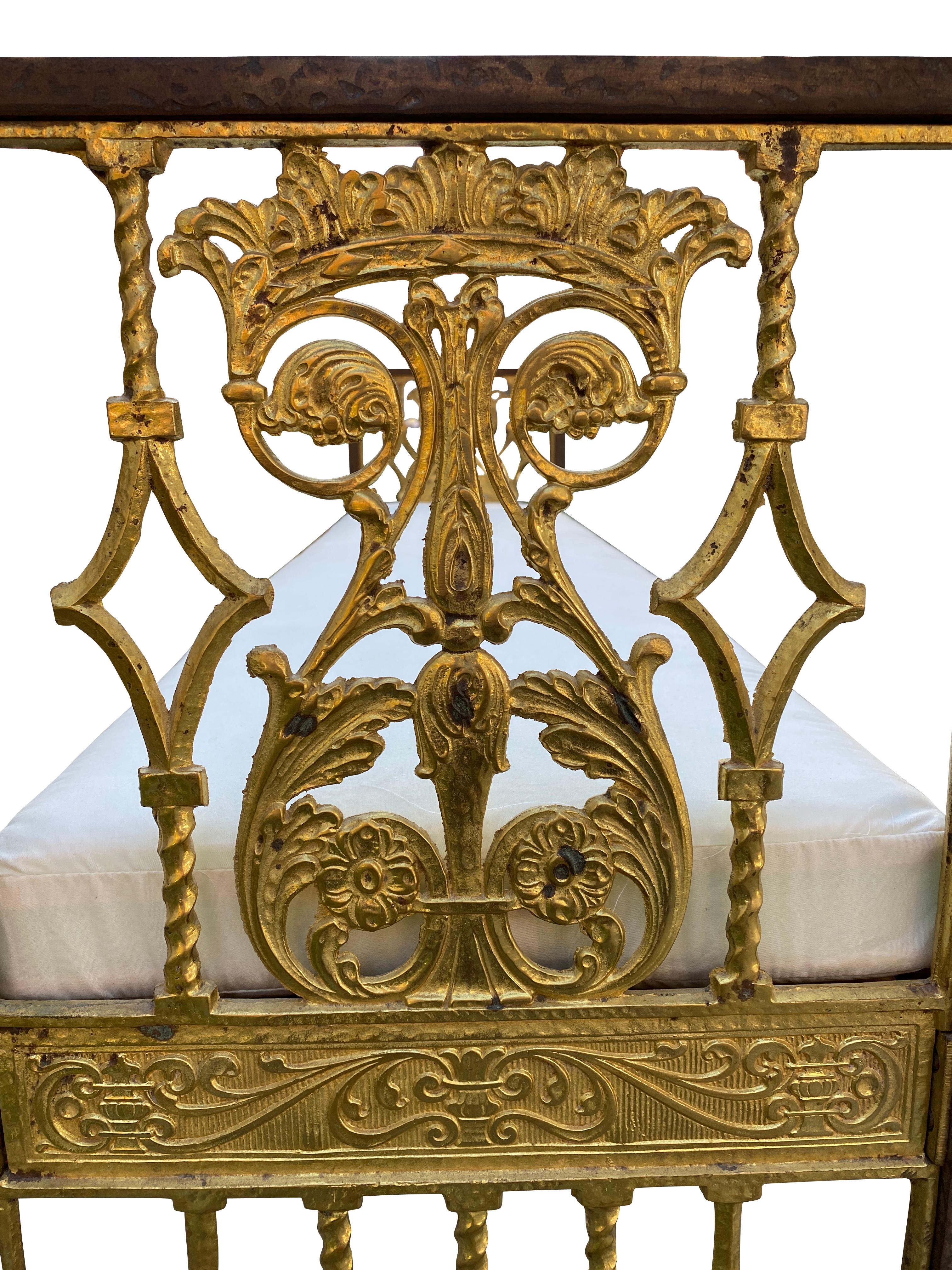 Art Deco Wrought Iron and Cast Bronze Hall Bench 7