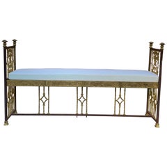 Used Art Deco Wrought Iron and Cast Bronze Hall Bench