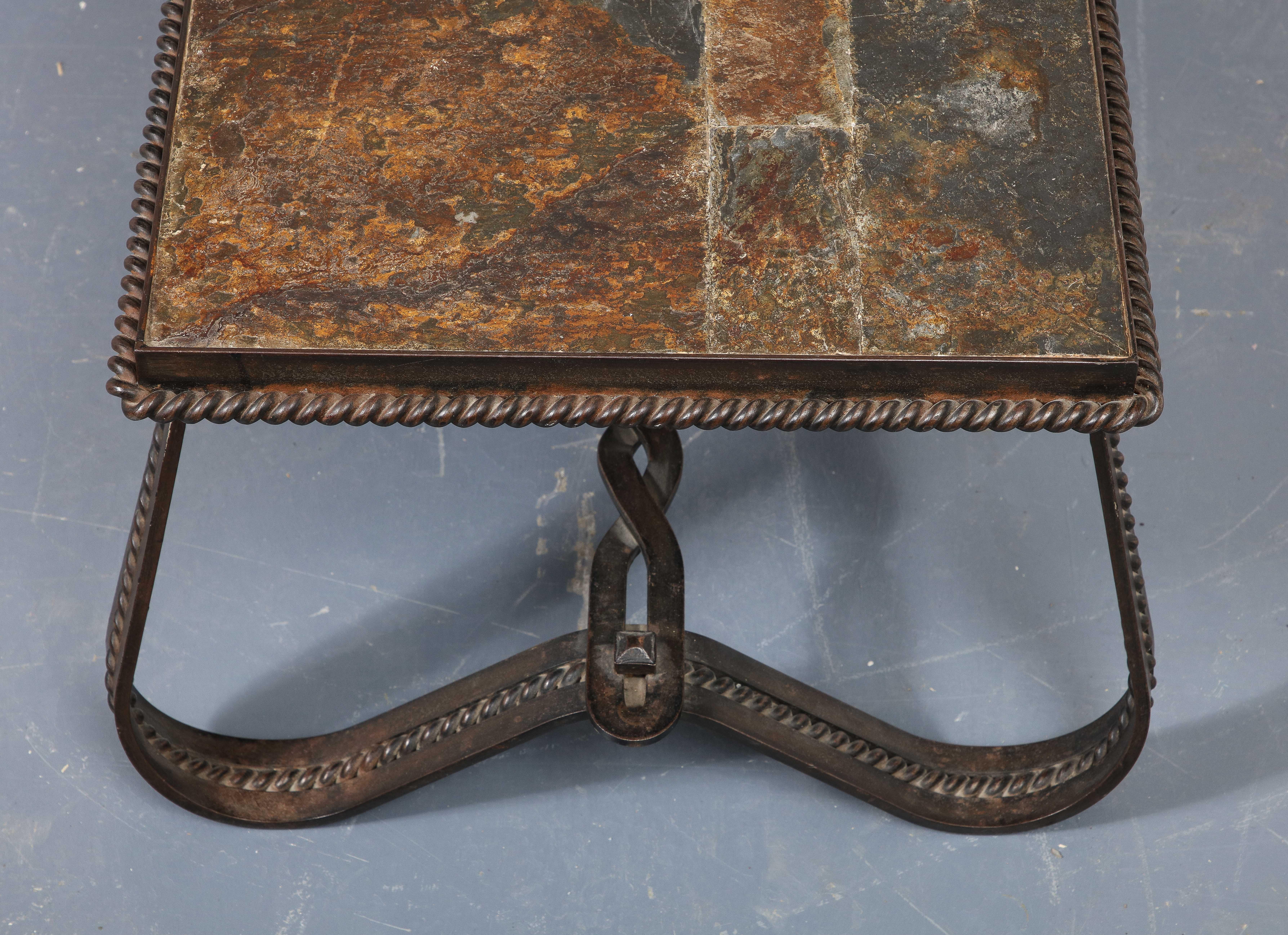 Art Deco Wrought Iron and Slate Coffee Table, France, circa 1930 For Sale 6