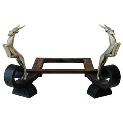 Art Deco Wrought Iron Andirons Attributed to Edgar Brandt