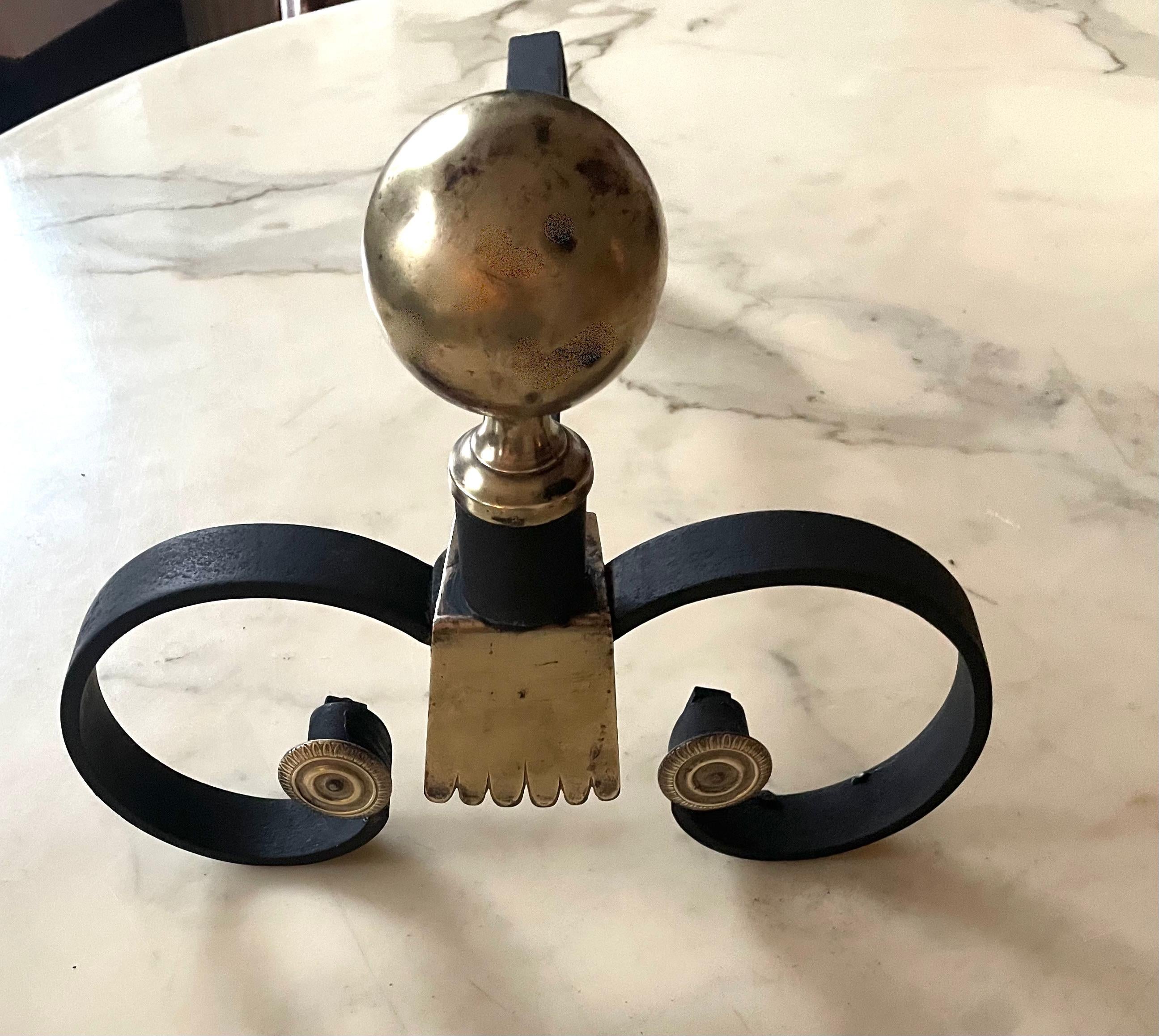 Andirones Art Decó de hierro forjado al estilo de. Gilbert Poillerat, Francia 1935. Barroco en venta