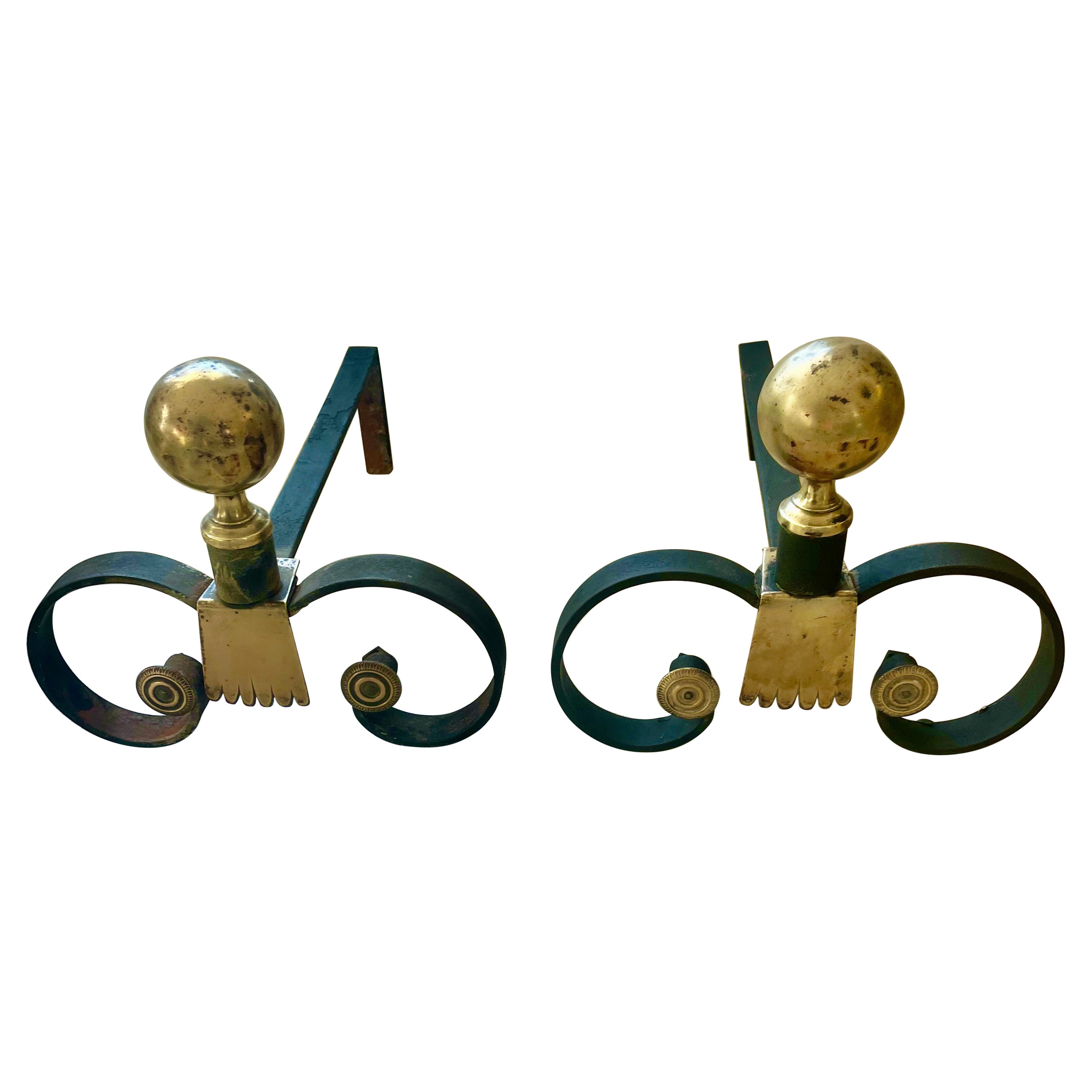 Androni in ferro battuto in stile Art Deco. Gilbert Poillerat, Francia 1935.