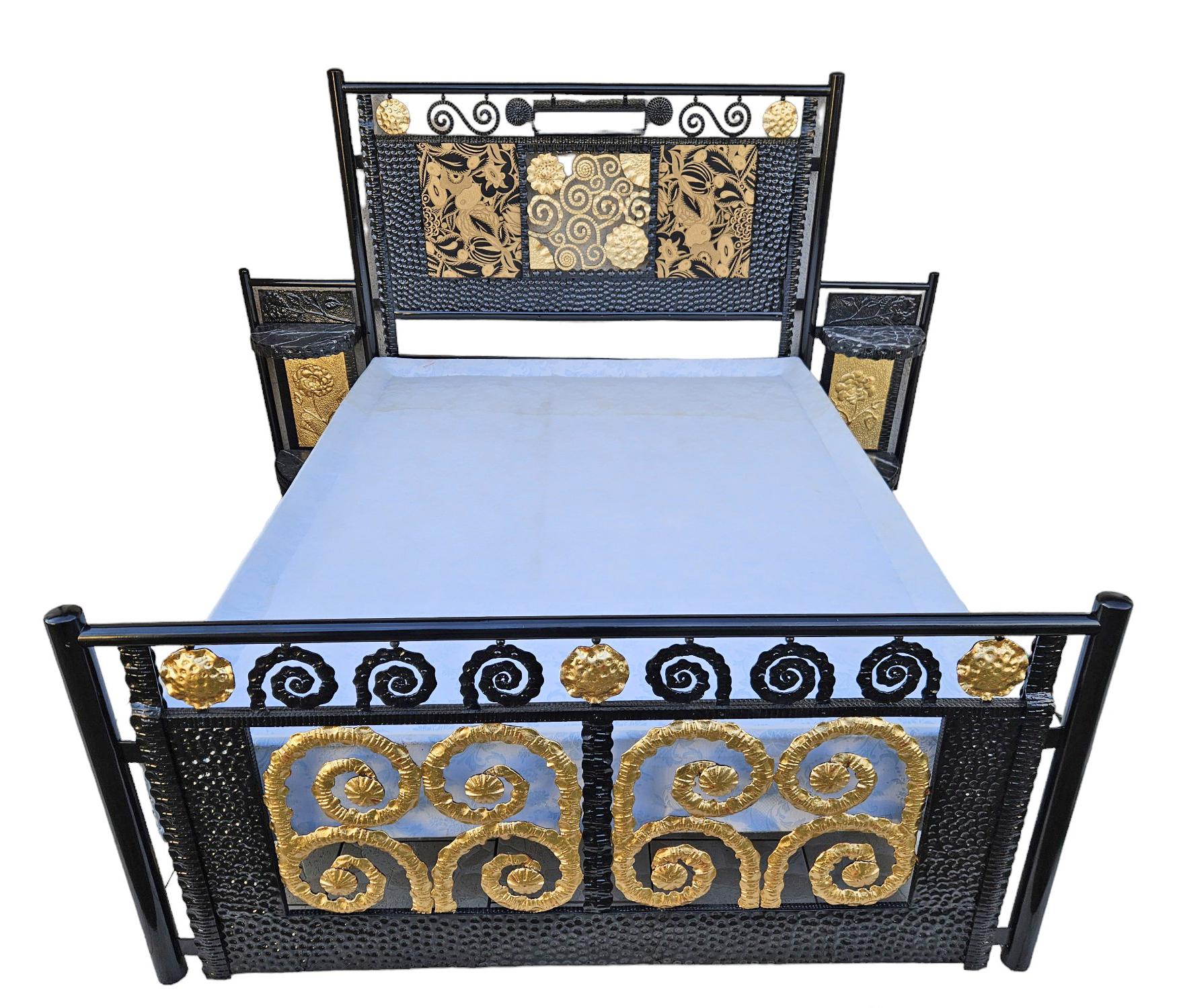European Art Deco Wrought Iron Bed For Sale