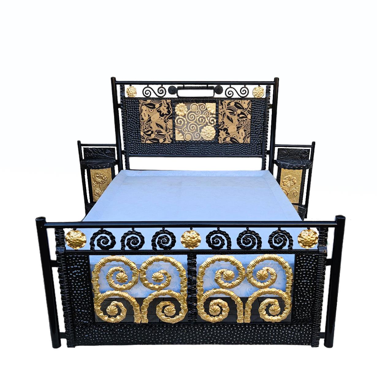 20th Century Art Deco Wrought Iron Bed For Sale