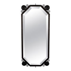 Art Deco Wrought Iron Beveled Wall Mirror, Frankreich 1920er Jahre