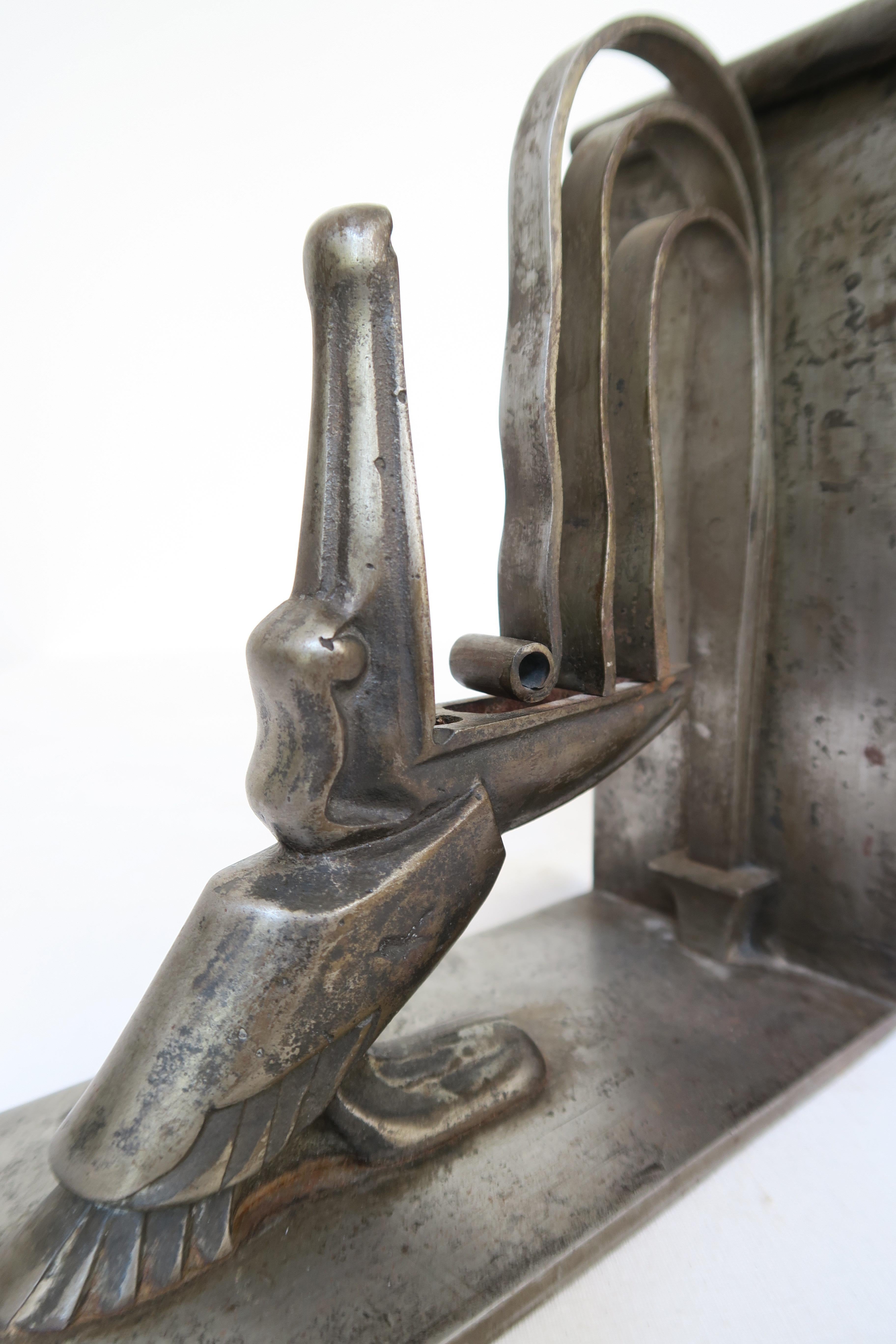 Art Deco Wrought Iron Bookends with Pelican Motif by Edgar Brandt  In Excellent Condition In Vienna, AT