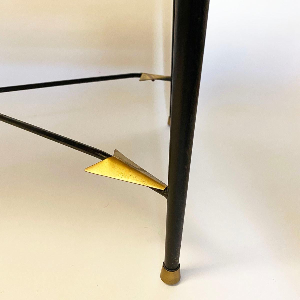 Art Deco Wrought Iron & Brass Arrows Side Table in the Style of André Arbus For Sale 4