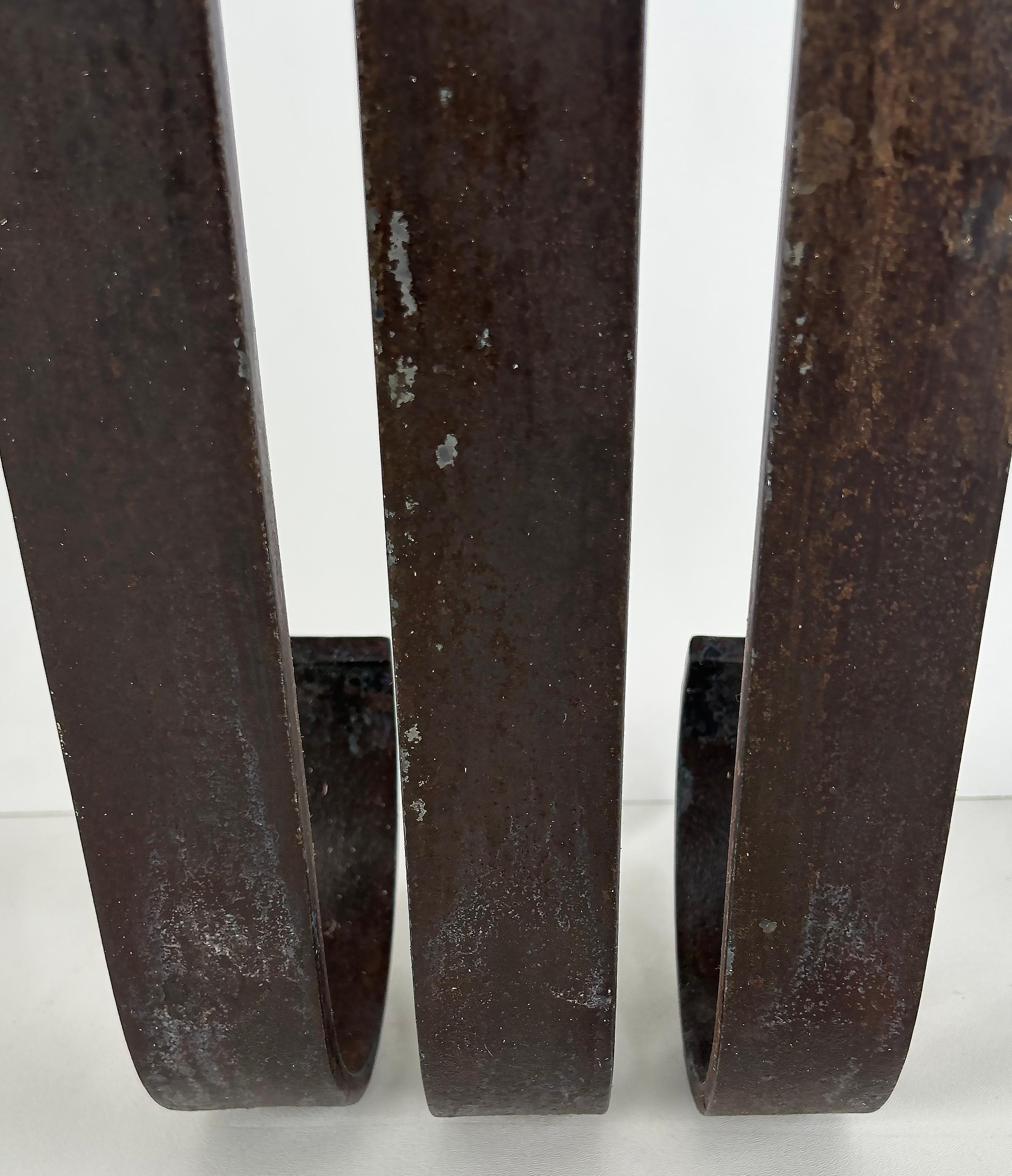 Art Deco Wrought Iron, Brass, Marble Console Table, Subes Manner For Sale 4