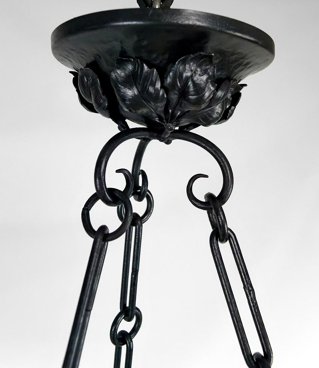 Art Deco wrought iron chandelier by Augustin Louis Calmels, France, Circa 1920 For Sale 12