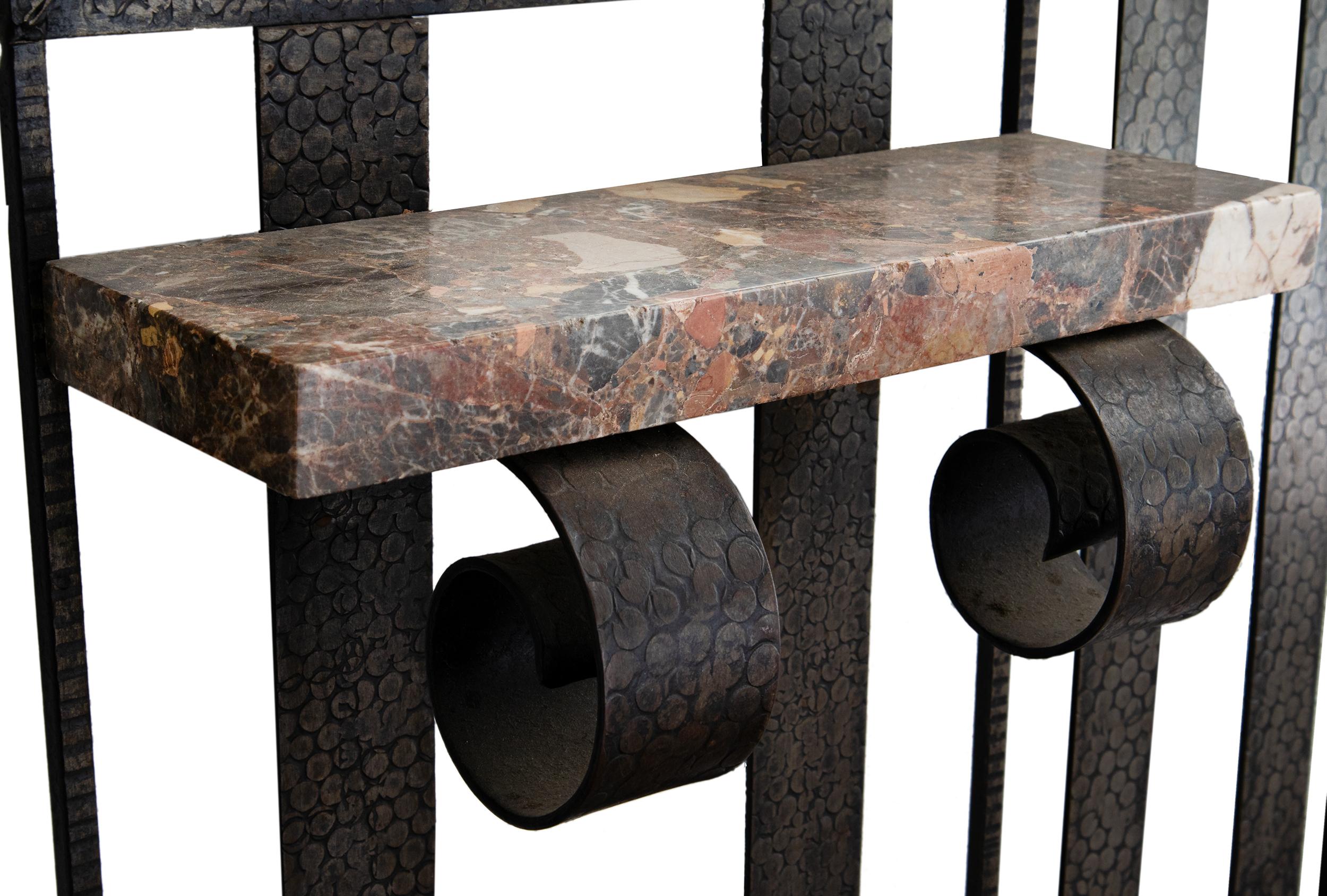 Français Porte-manteau, arbre d'entrée, Stand Umbrella en fer forgé Art Déco, 1920 en vente