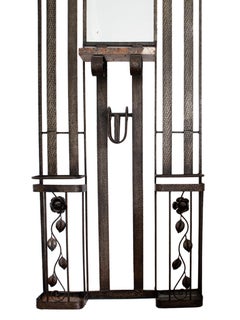 Art Deco Wrought Iron Coat Rack, Hall Tree, Umbrella Stand, 1930