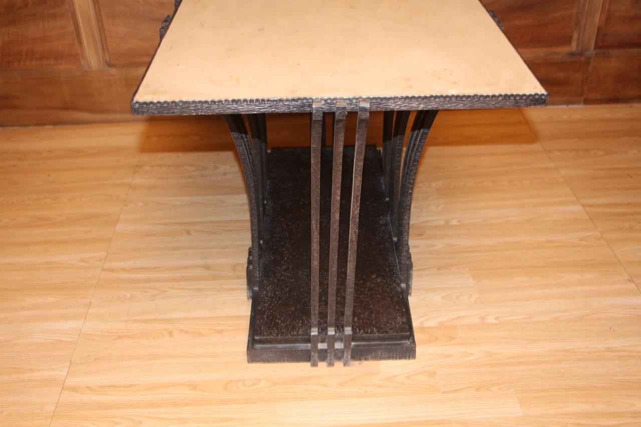 Art Deco Wrought Iron Coffee Table or Console Attributed to Edgar Brandt For Sale 5