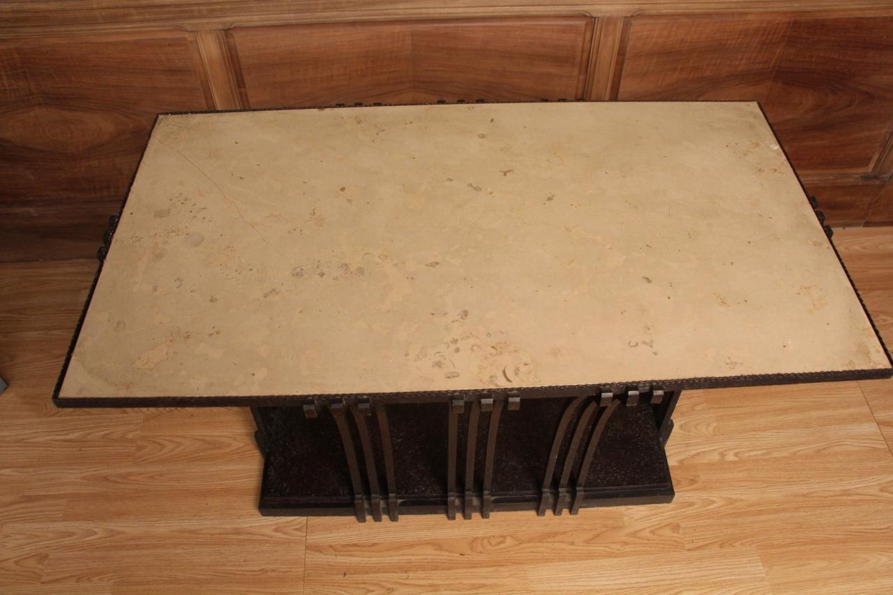 French Art Deco Wrought Iron Coffee Table or Console Attributed to Edgar Brandt For Sale