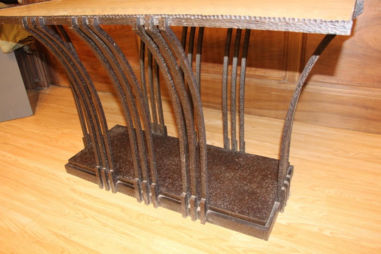 Art Deco Wrought Iron Coffee Table or Console Attributed to Edgar Brandt In Good Condition For Sale In charmes, FR