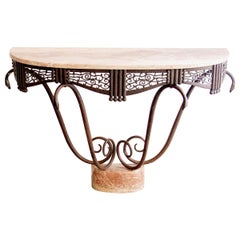 Art Deco Wrought Iron Console Table by Michel Zadounaïsky