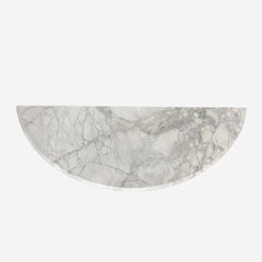 Art Deco Wrought Iron Console Table w/ Stylized Geometric Details & Grey Marble