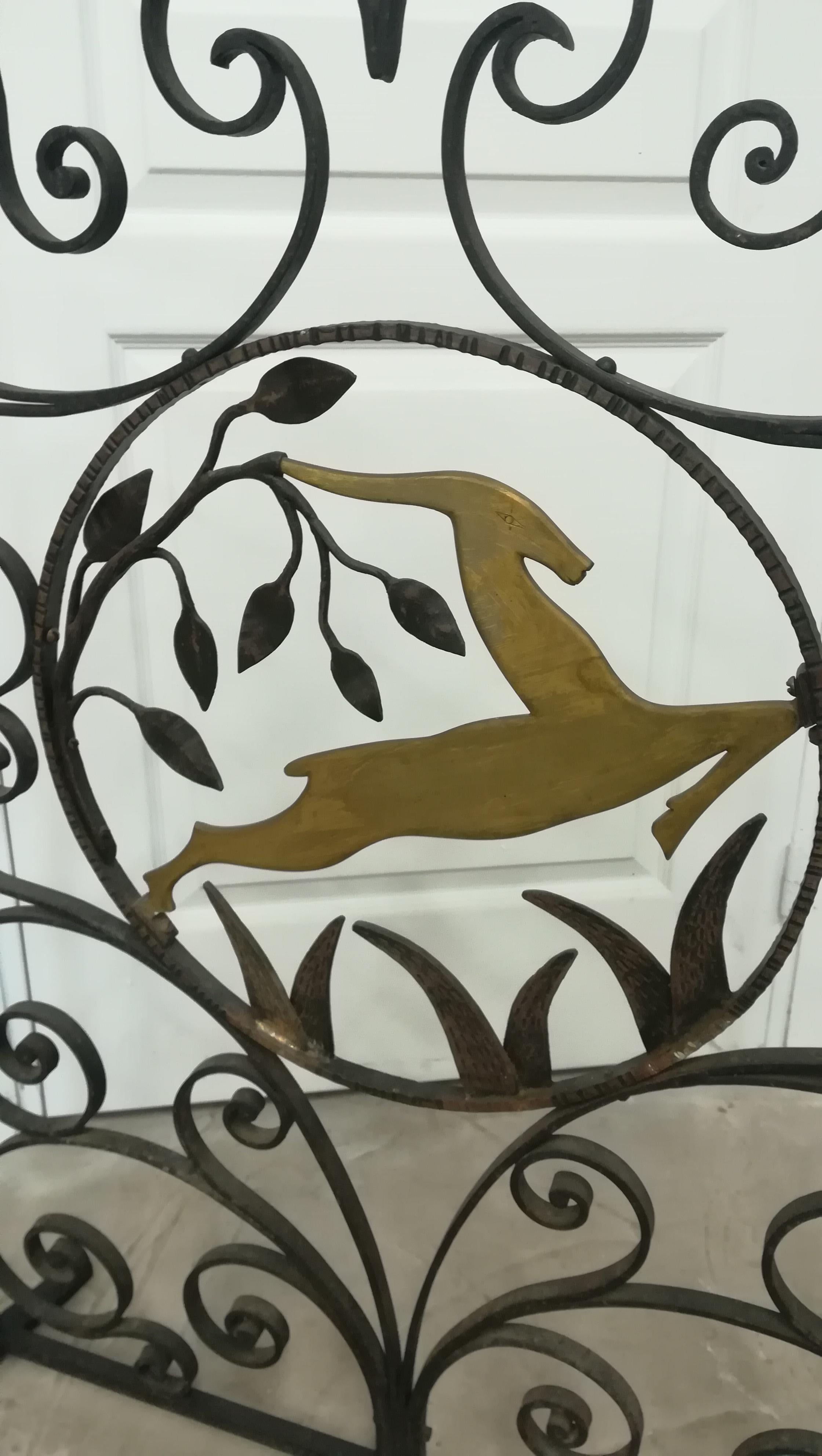 French Art Deco Wrought Iron Fire Screen For Sale