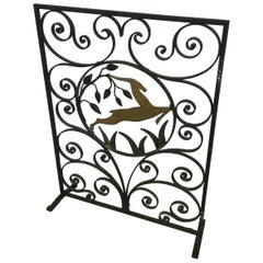 Used Art Deco Wrought Iron Fire Screen