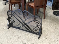 Art Deco wrought-iron fireplace screen attributed to Raymond Subes