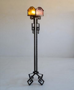 Lámpara de pie Art Decó de hierro forjado 1920-1930