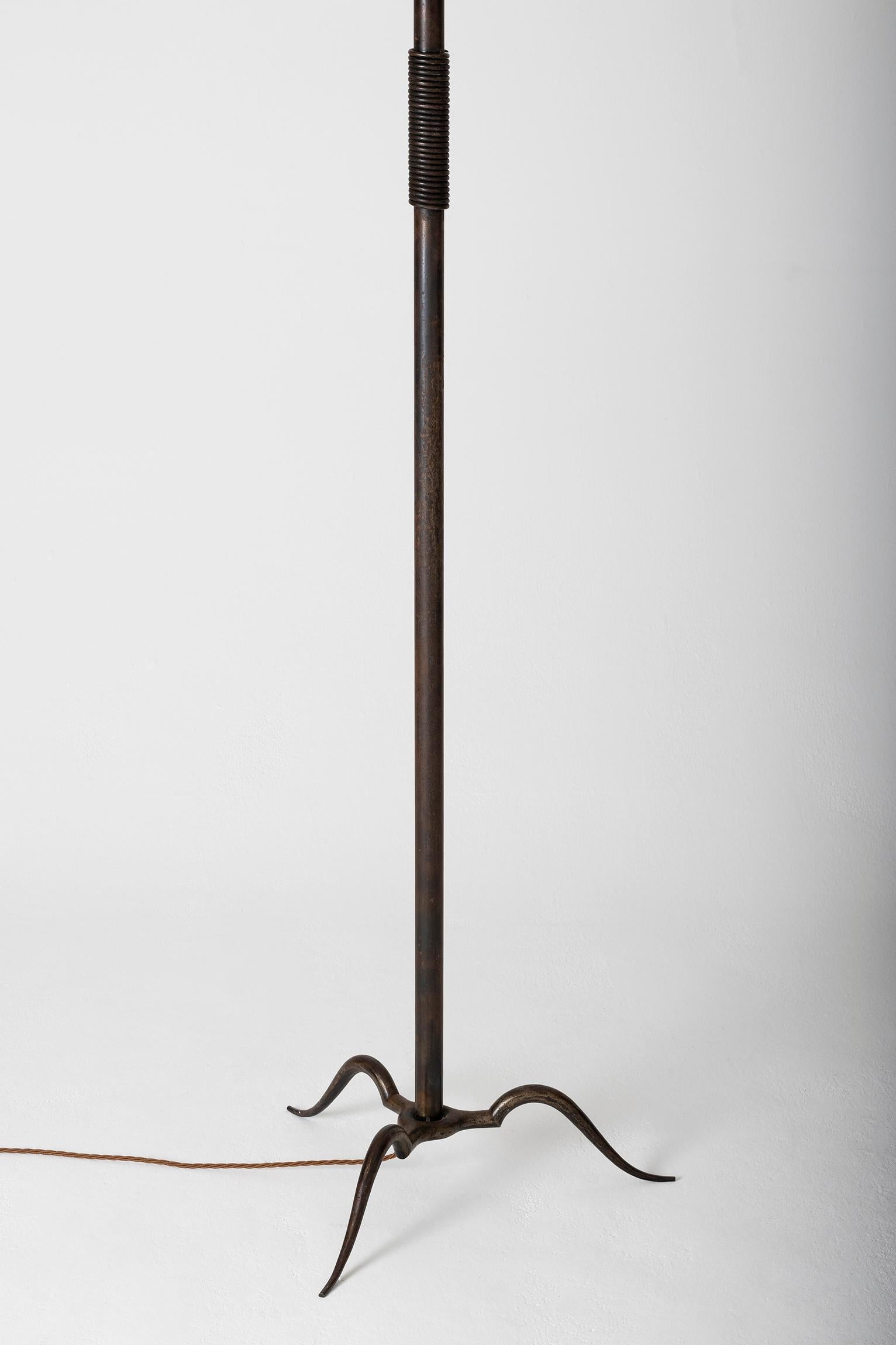 French Art Deco Wrought Iron Floor Lamp by Michel Zadounaïsky