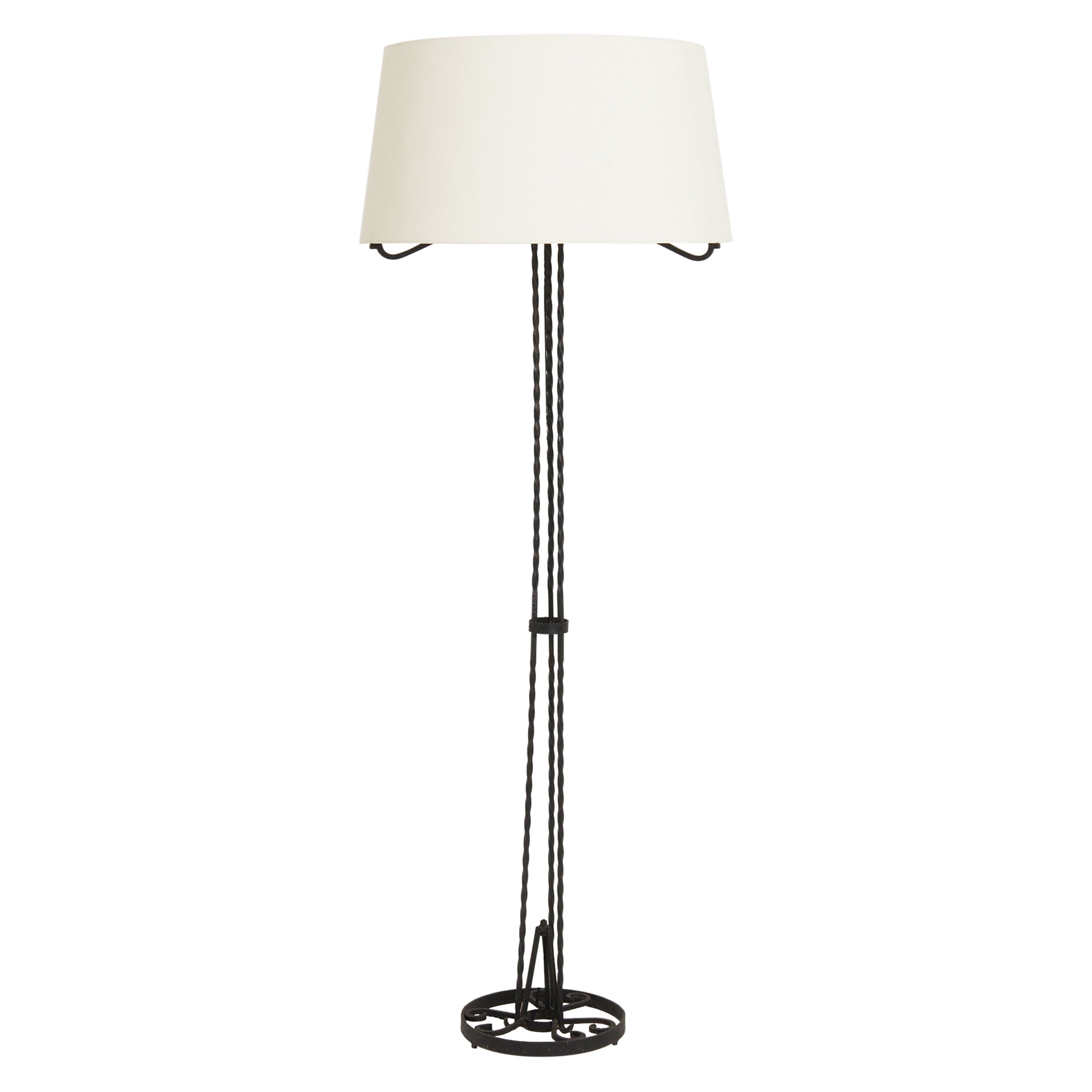 Lampadaire en fer forgé Art Déco