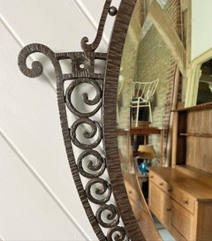 Art Deco Wrought Iron Framed Mirror In The Manner of Edger Brandt