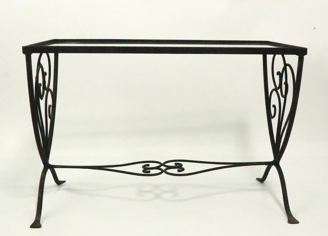 American Art Deco Wrought Iron Garden Patio Table after Salterini