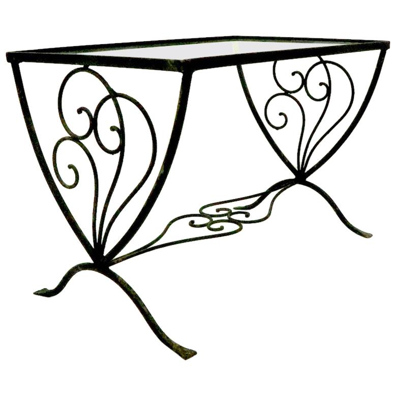 Art Deco Wrought Iron Garden Patio Table after Salterini