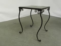 Art Deco Wrought Iron Gueridon, Lacquered Wooden Tray, circa 1940