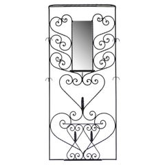 Art Deco Wrought Iron Hall Stand with Ceramic Detailing, C1930s, France