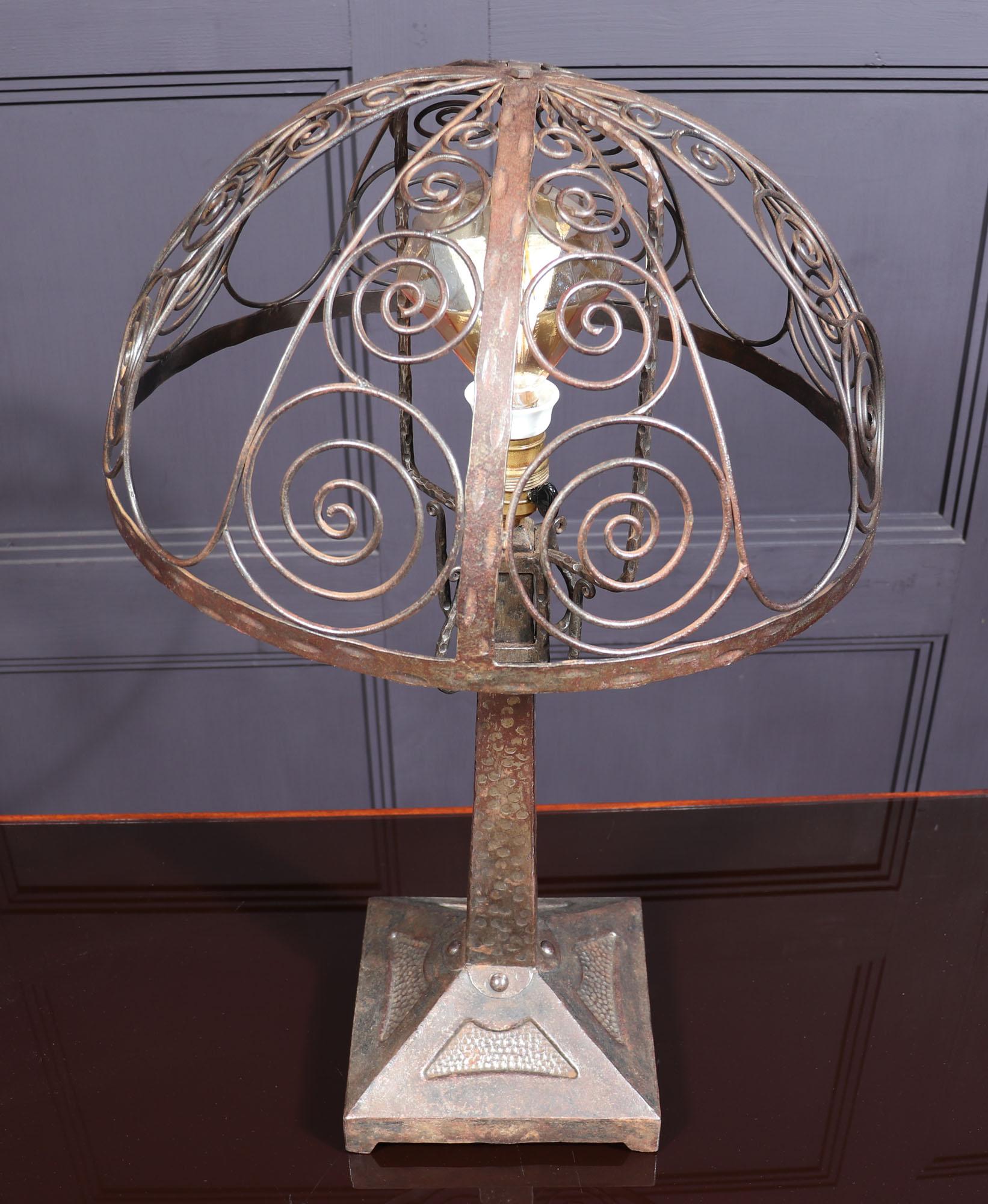 Art Deco Wrought Iron Lamp For Sale 6
