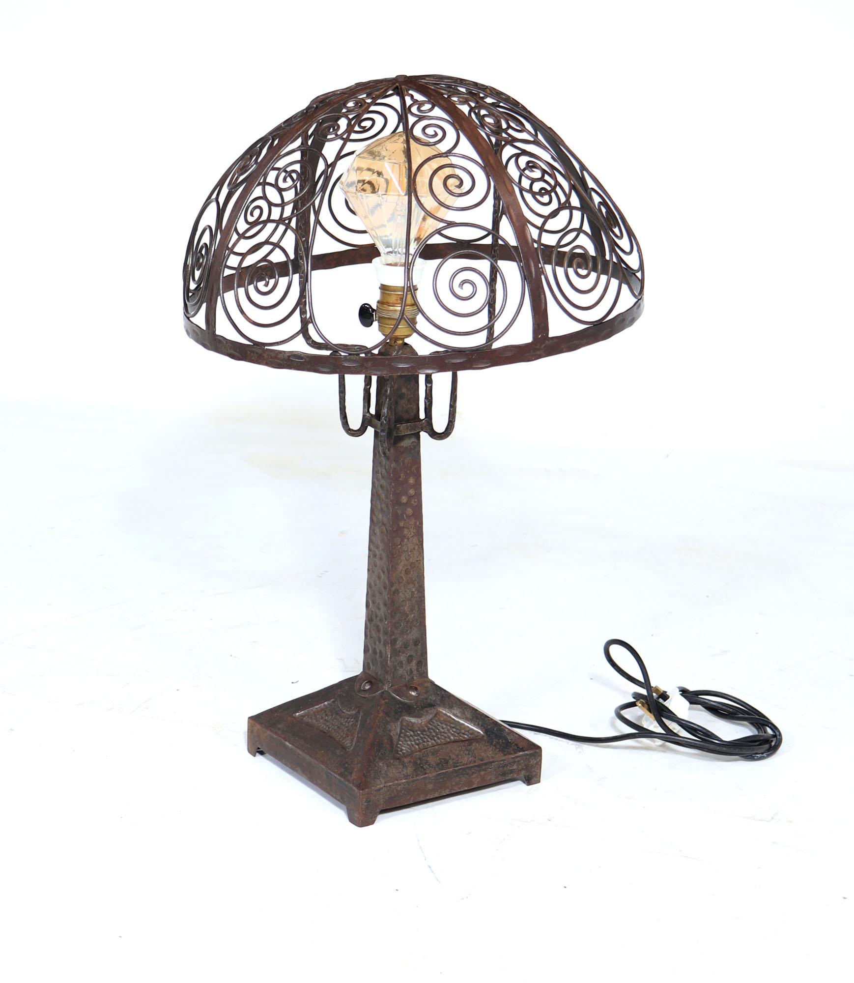 Art Deco Wrought Iron Lamp In Excellent Condition For Sale In Paddock Wood Tonbridge, GB