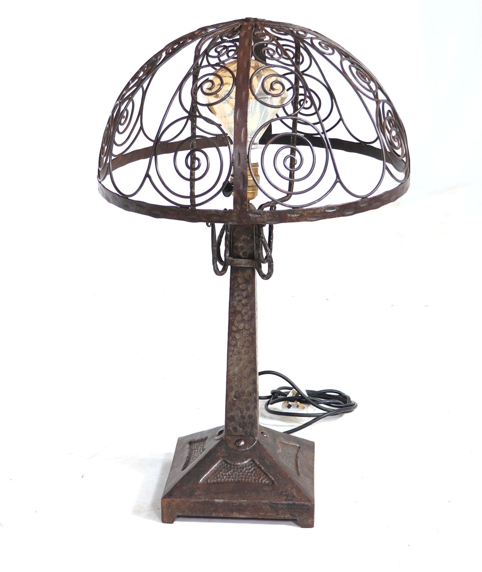 Art Deco Wrought Iron Lamp For Sale 1