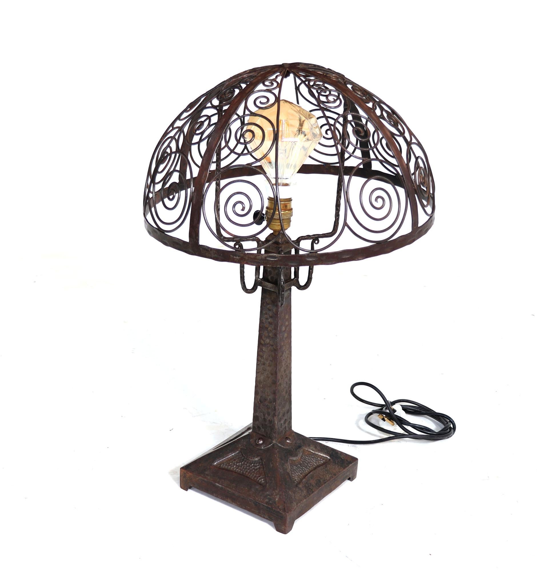 Art Deco Wrought Iron Lamp For Sale 2