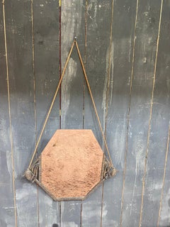 Art Deco Wrought Iron Mirror Decorated with Pine Cones, Beveled Mirror, 1930