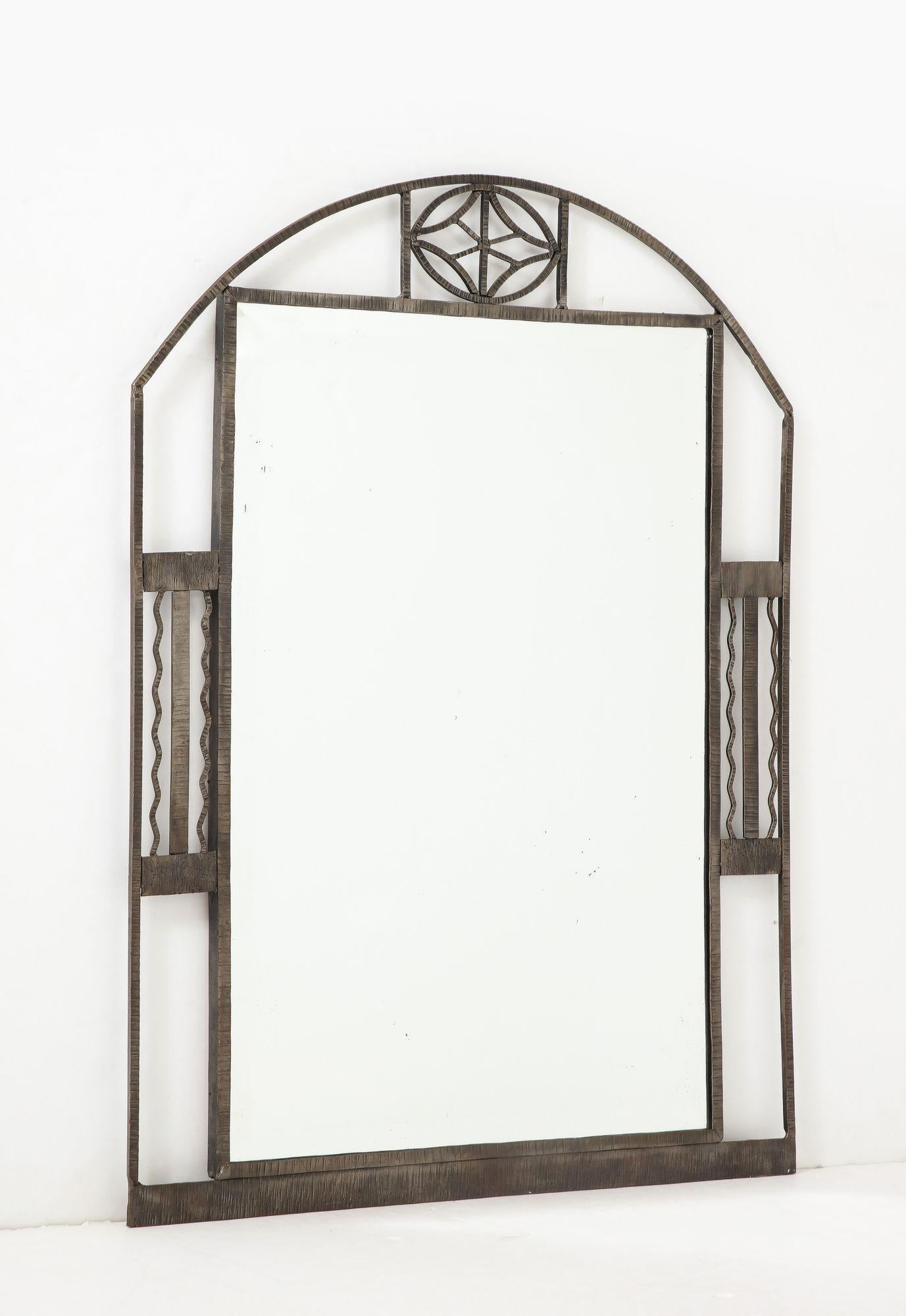 Mid-20th Century Art Deco Wrought Iron Mirror