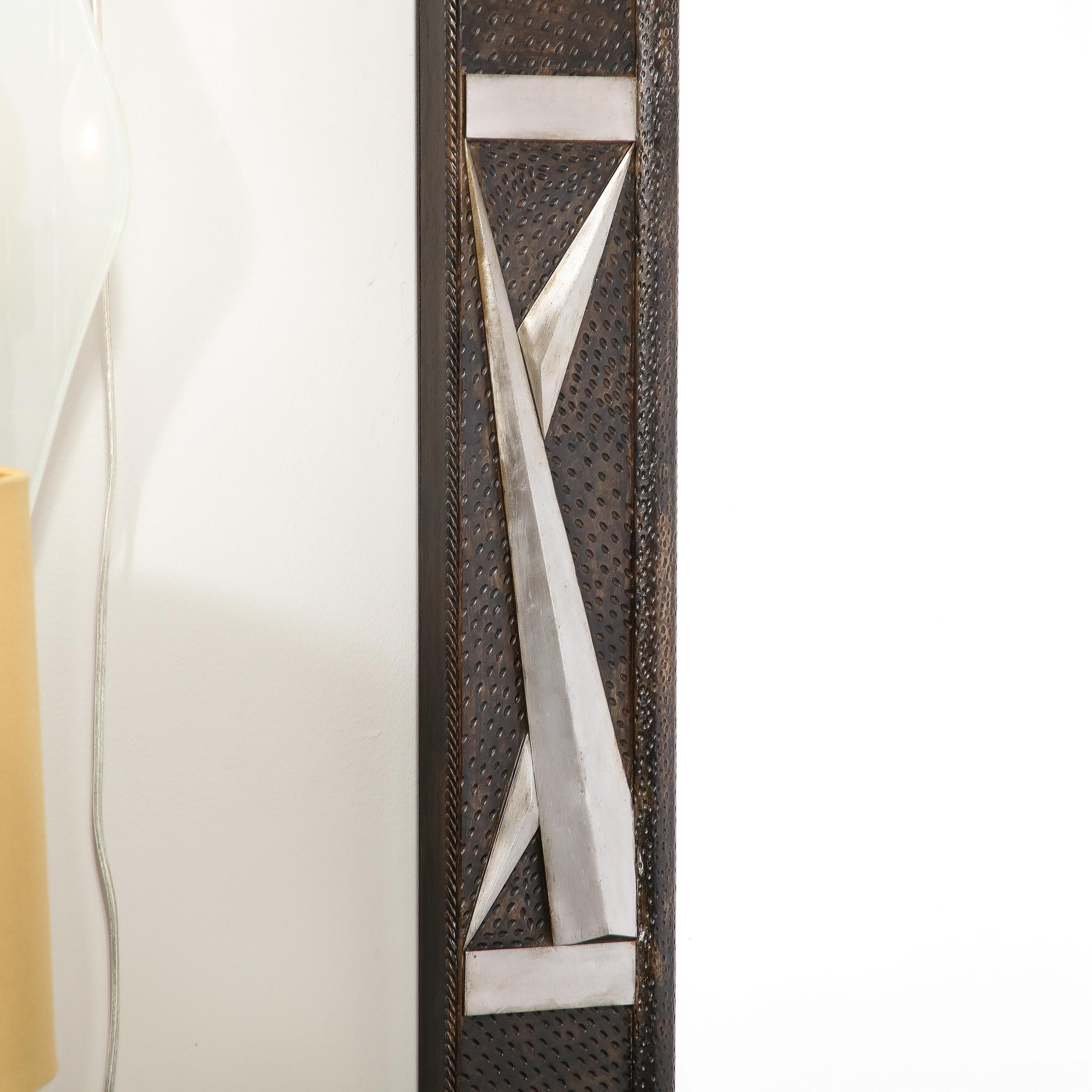 Miroir Art Déco en fer forgé avec détails géométriques stylisés cubistes  en vente 8