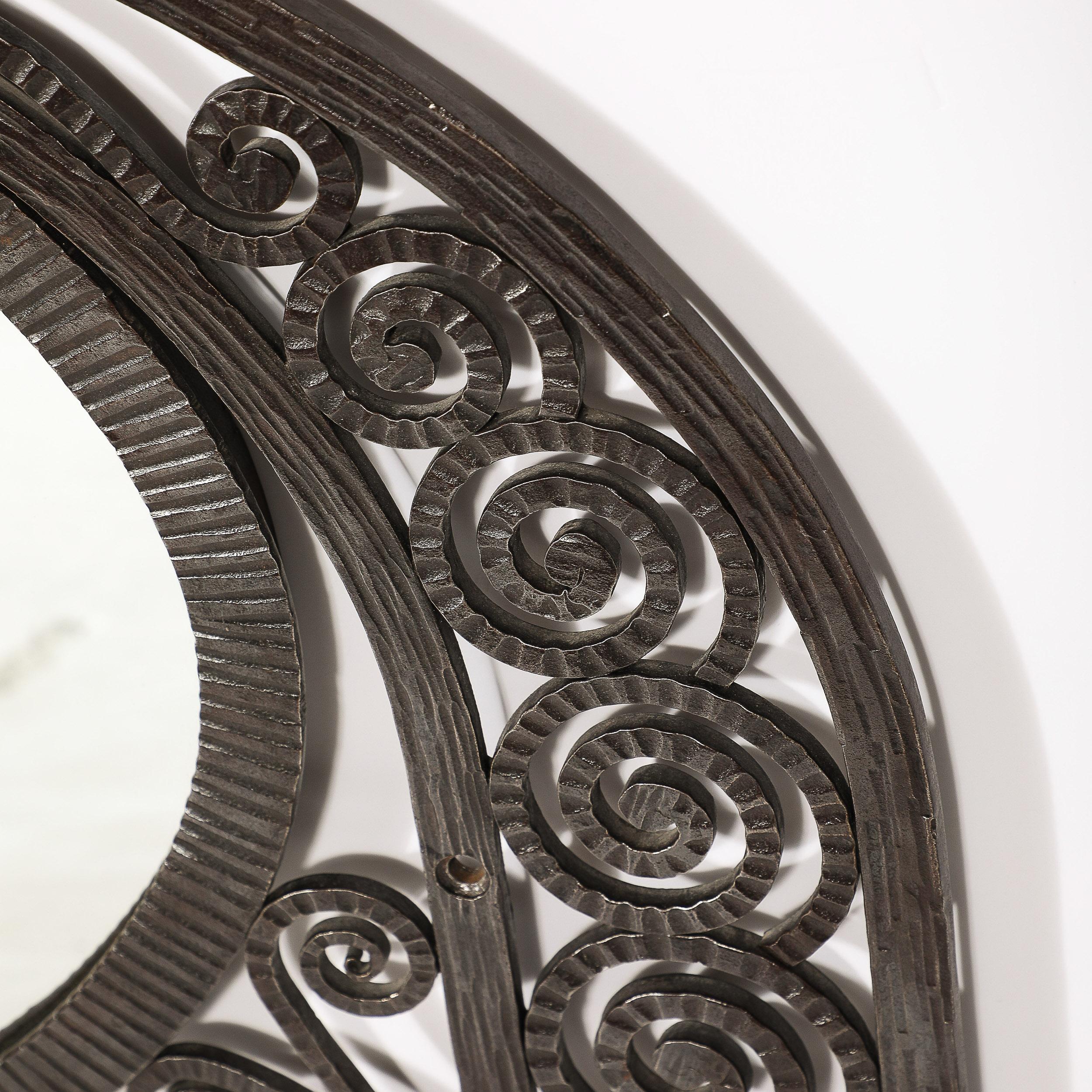 Art Deco Wrought Iron Mirror with Scroll Detailing in the Manner of Edgar Brandt For Sale 10