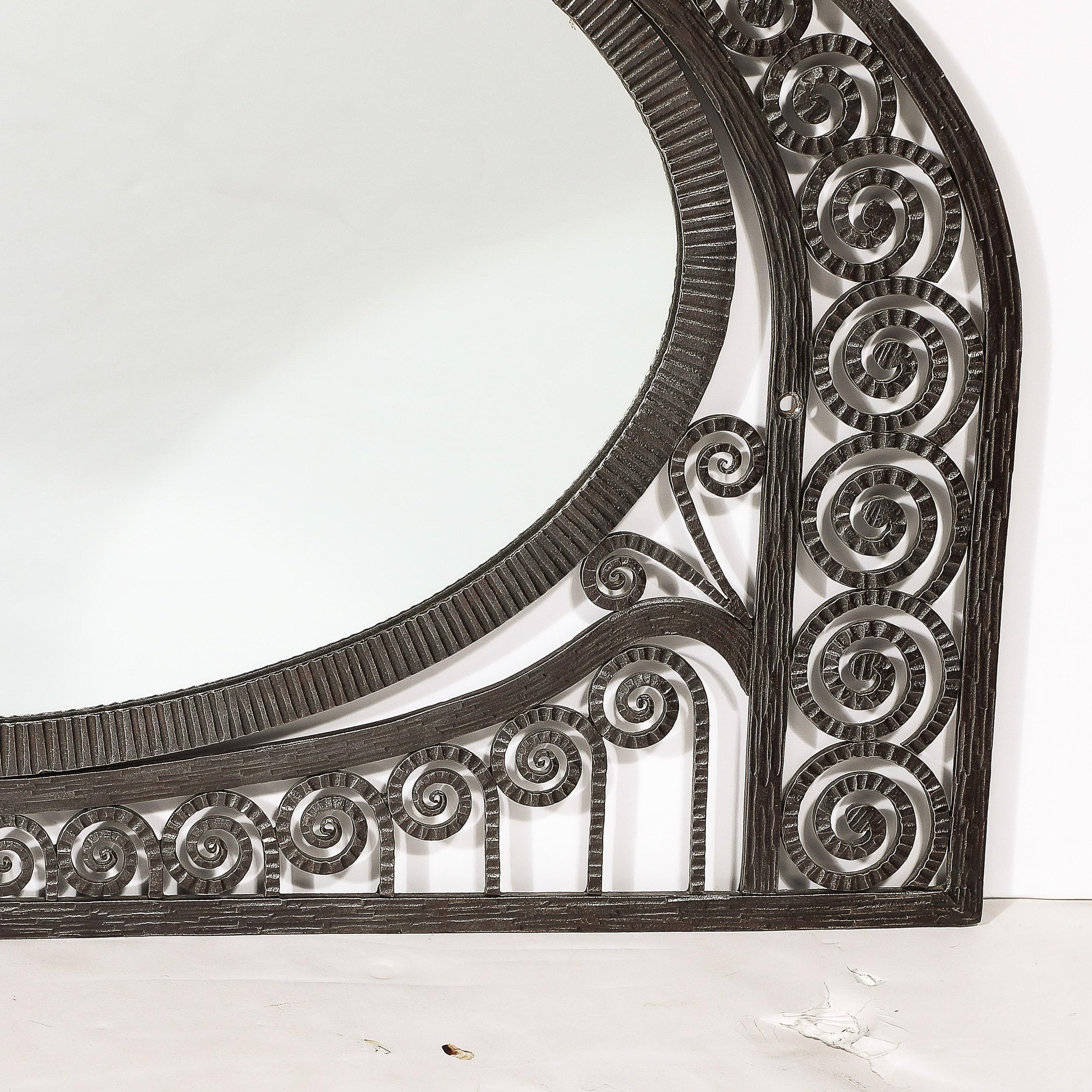 Art Deco Wrought Iron Mirror with Scroll Detailing in the Manner of Edgar Brandt For Sale 2