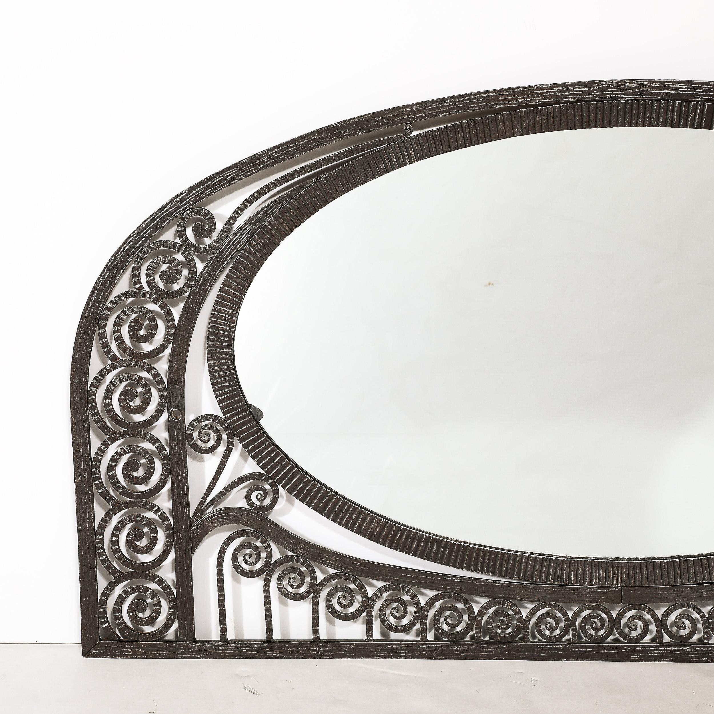 Art Deco Wrought Iron Mirror with Scroll Detailing in the Manner of Edgar Brandt For Sale 3