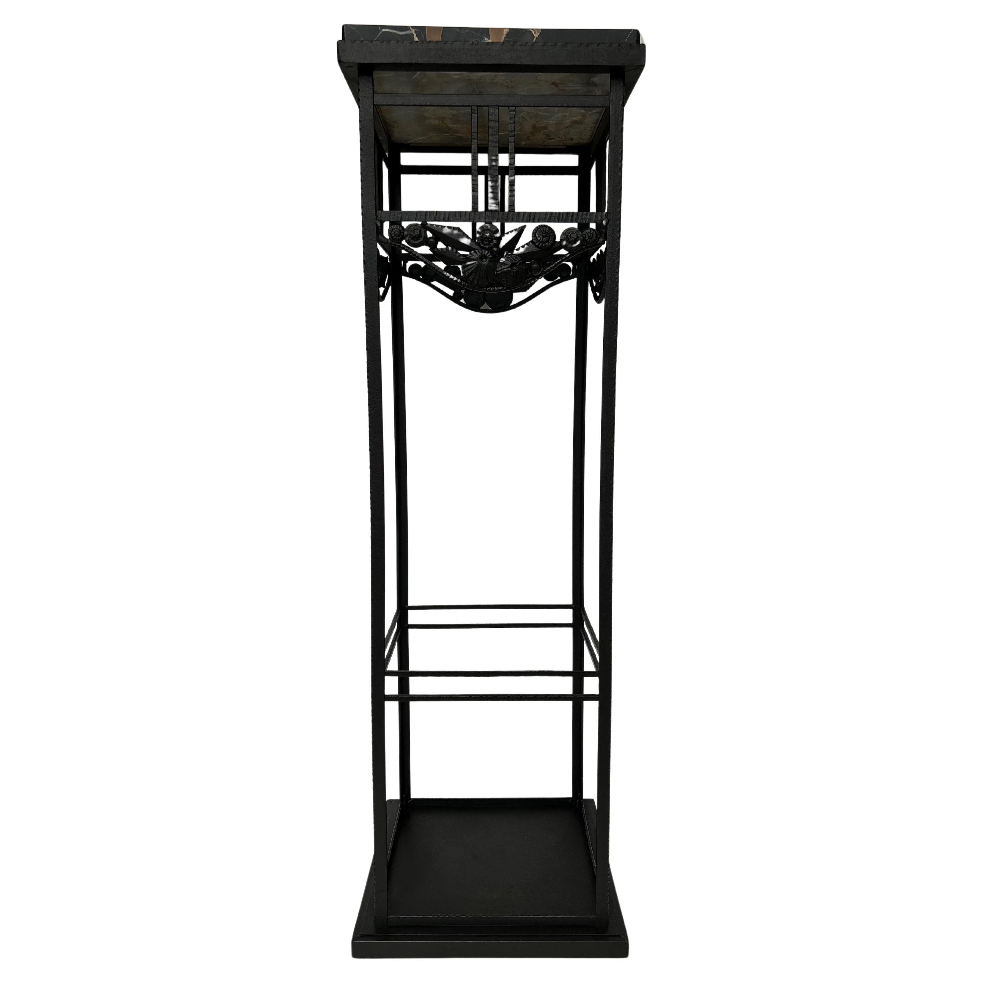 Art Deco Wrought Iron Pedestal Attributed To Fag (marcel Vasseur) For Sale