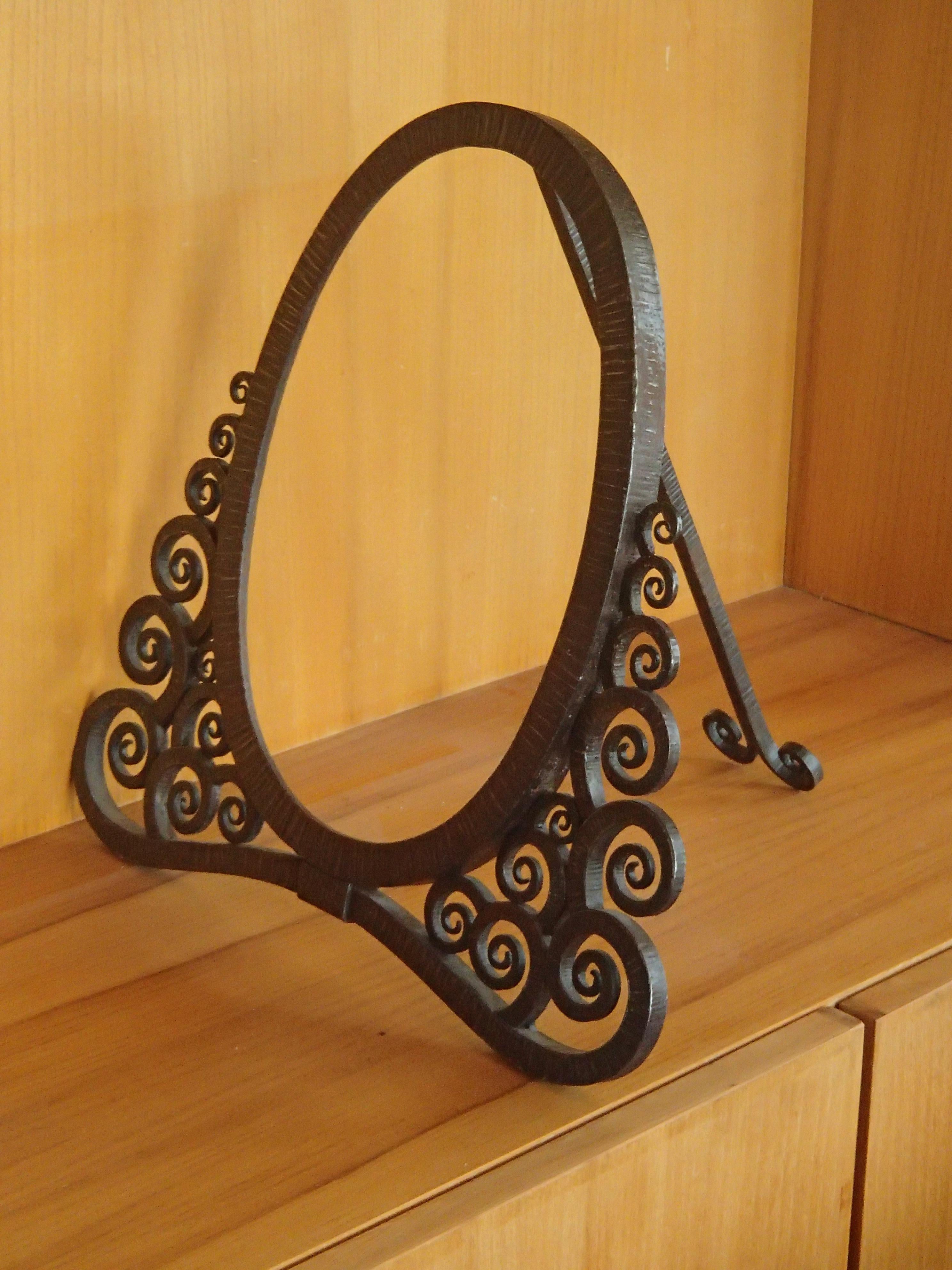 Art Deco Wrought Iron Picture Frame or Table Mirror by Edgar Brandt 3