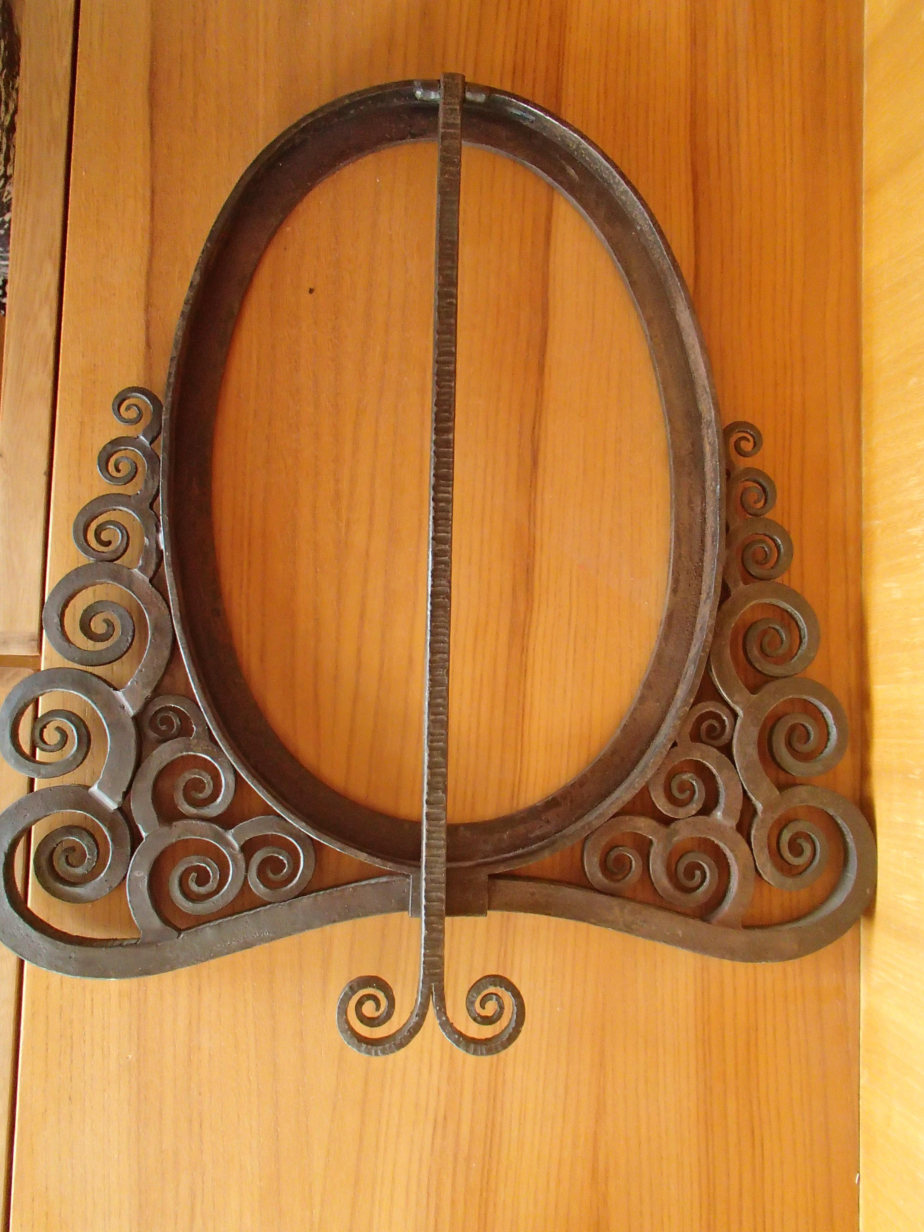 Art Deco Wrought Iron Picture Frame or Table Mirror by Edgar Brandt 1