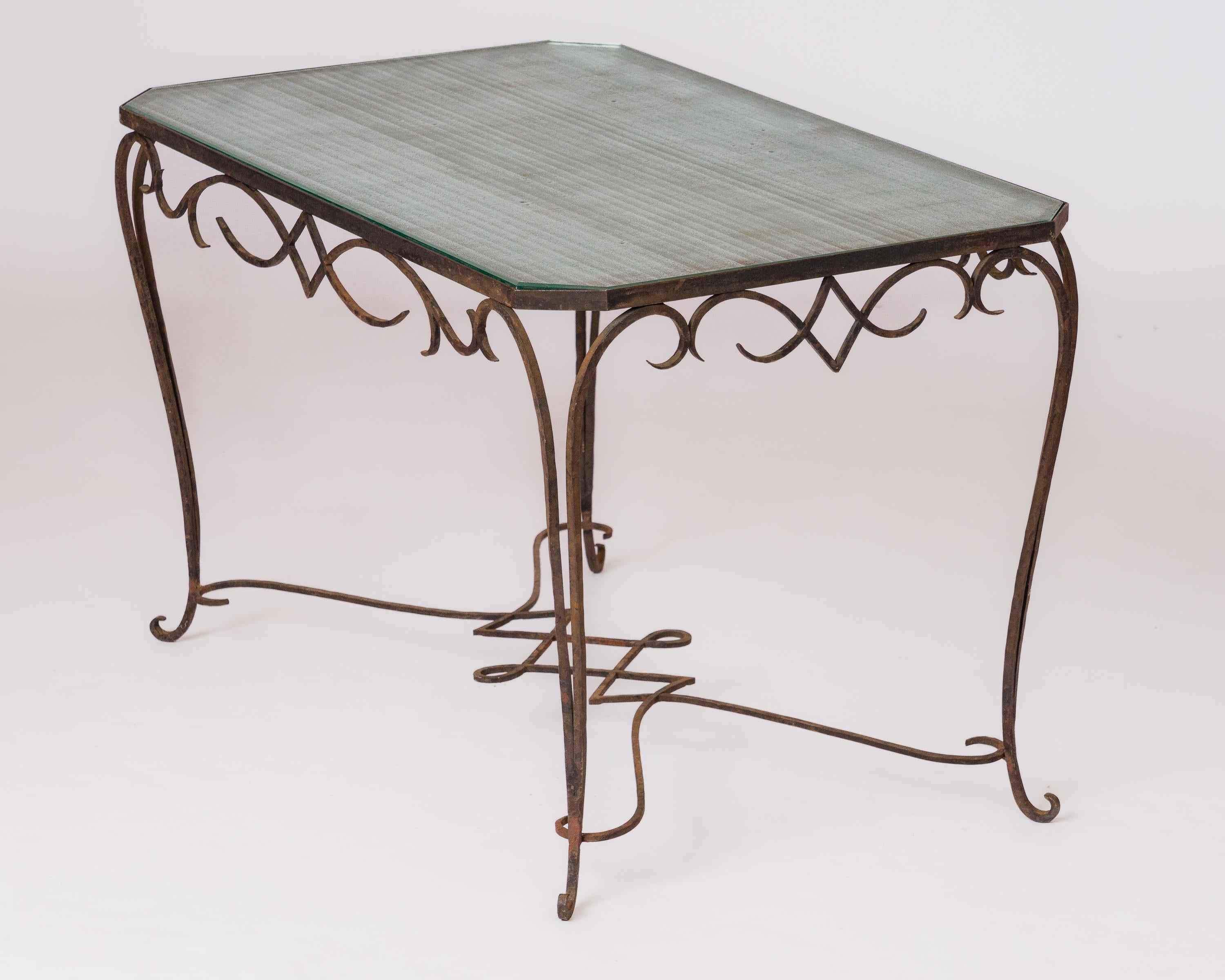 Art déco Fer forgé et verre de Saint Gobain att. René Prou - France années 1930 en vente