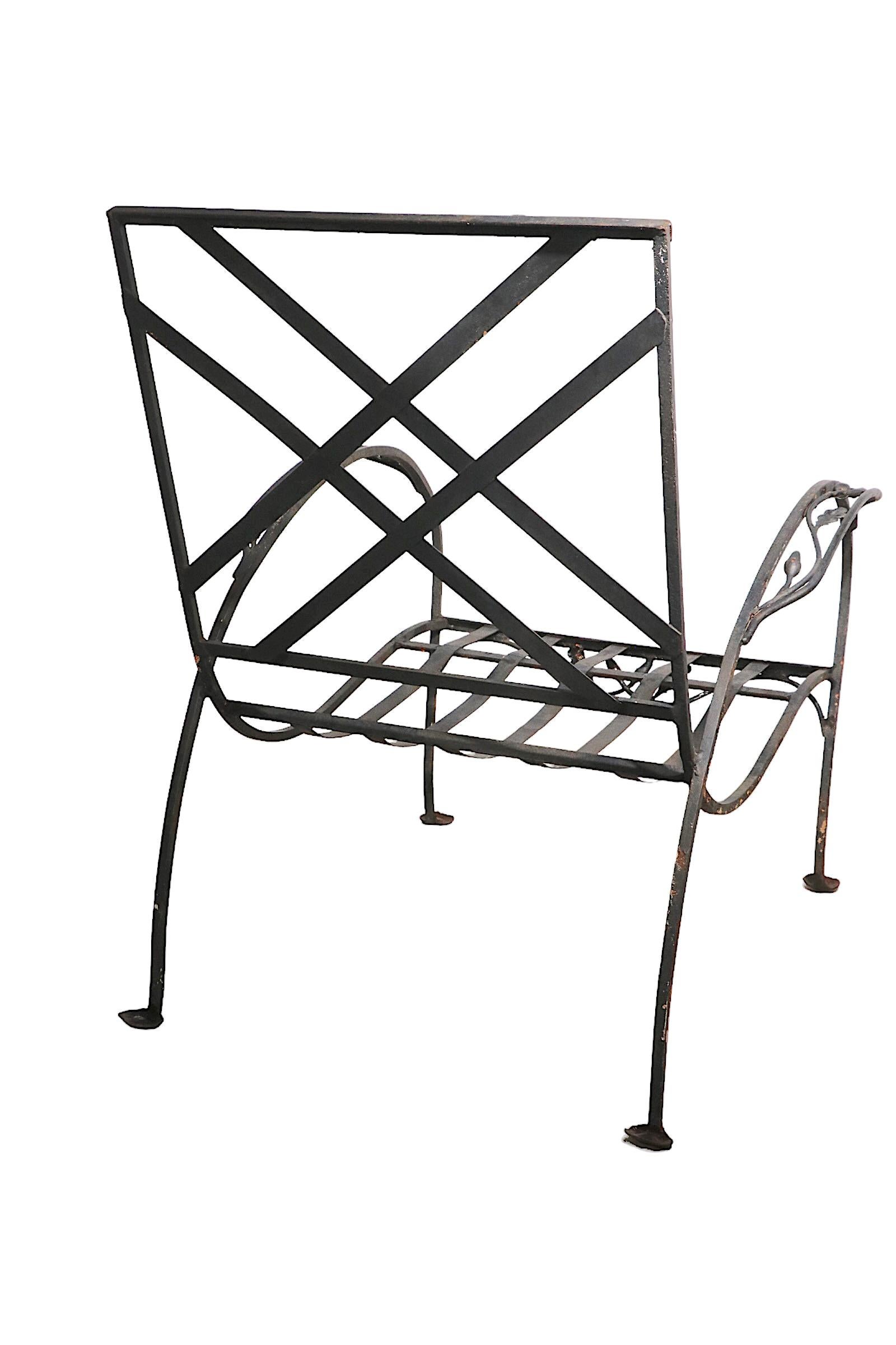 American Art Deco Wrought Iron Salterini Mt. Vernon Lounge Chair c 1940's