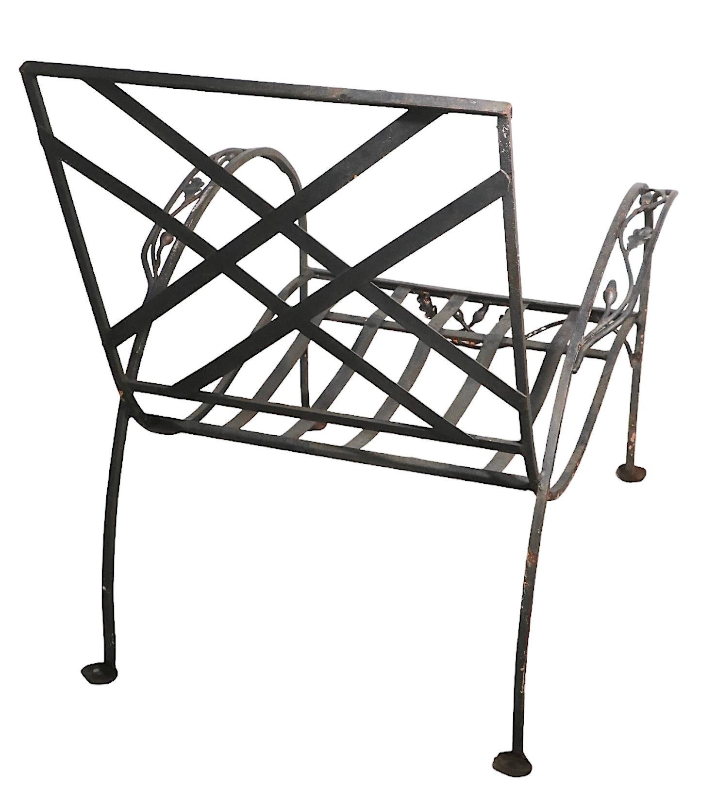 Art Deco Wrought Iron Salterini Mt. Vernon Lounge Chair c 1940's In Good Condition In New York, NY